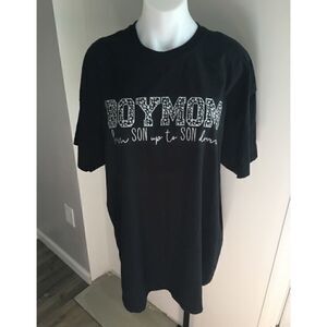 Boy mom cheetah glitter black and silver t-shirt